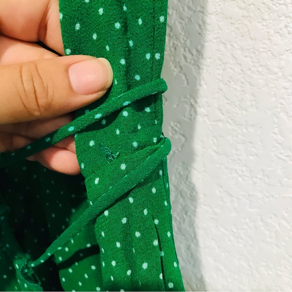 Reformation Sicilia Ruffle Wrap Polka Dot Mini Dress Green Sz XS - Picture 8 of 13